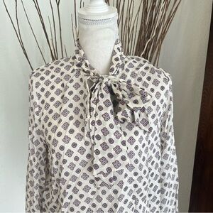 H&M Patterned Blouse with Ties Size 4